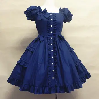

Spring Autumn Cotton poplin dress flounced dress Lolita costume girl sweet dress on sale