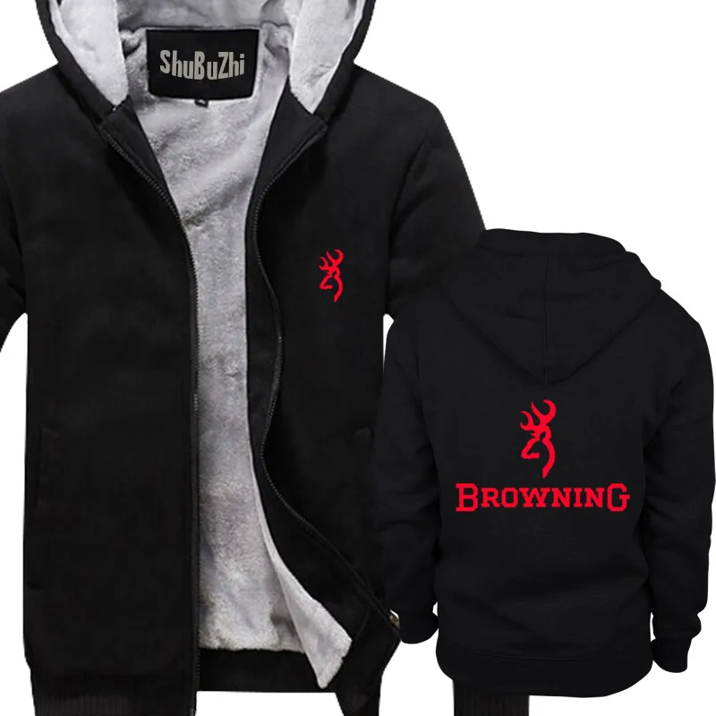 

Browning Firearms Logo Graphic Printed shubuzhi men fleece jacket coat sweatshirt casual hoodies Winter padded zipper hoody