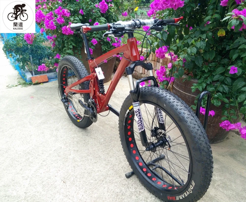 Sale Kalosse  Full suspension  frame Beach bicycle  mountain bicycle  26*4.0 Tires  Snow  bicycle, 21/24/27/30speed 1