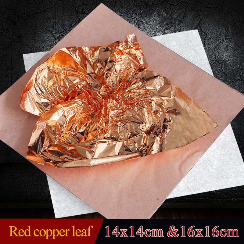 Red copper leaf foil sheets ,100 Leaves 14 x 14 & 16 x 16 cmin Craft