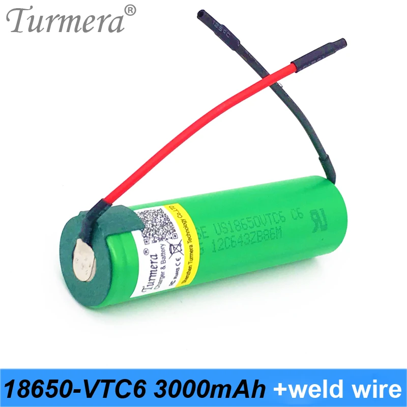 Новинка 18650 VTC6 + diy сварочный провод 3 7 в 3000 мАч литий ионный аккумулятор 30 А разряд