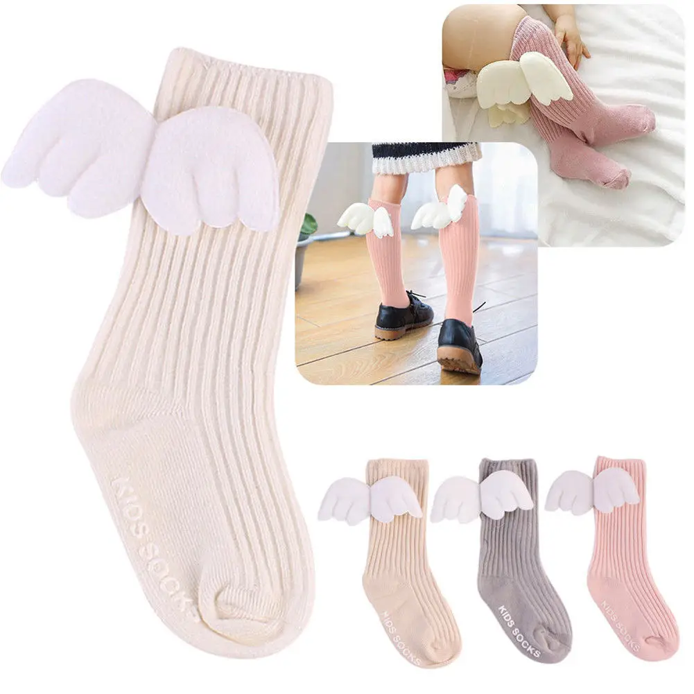 Autumn Kids Toddler Girls Ruffles Soft Knee High Leg Warmer Angel Wings Socks Frugal Size 0-4T