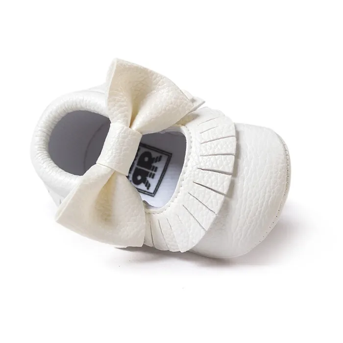 0~ 18 месяцев для маленьких девочек обувь для мальчиков бант бабочкой белого цвета новорожденный инфантил обувь искусственная кожа. CX17C