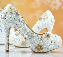 Luxus Beliebte Formale Schuhe voll Perlen high heel dame formale Jeweled Frauen Perlen Braut Hochzeit Prom Party Brautjungfer schuhe