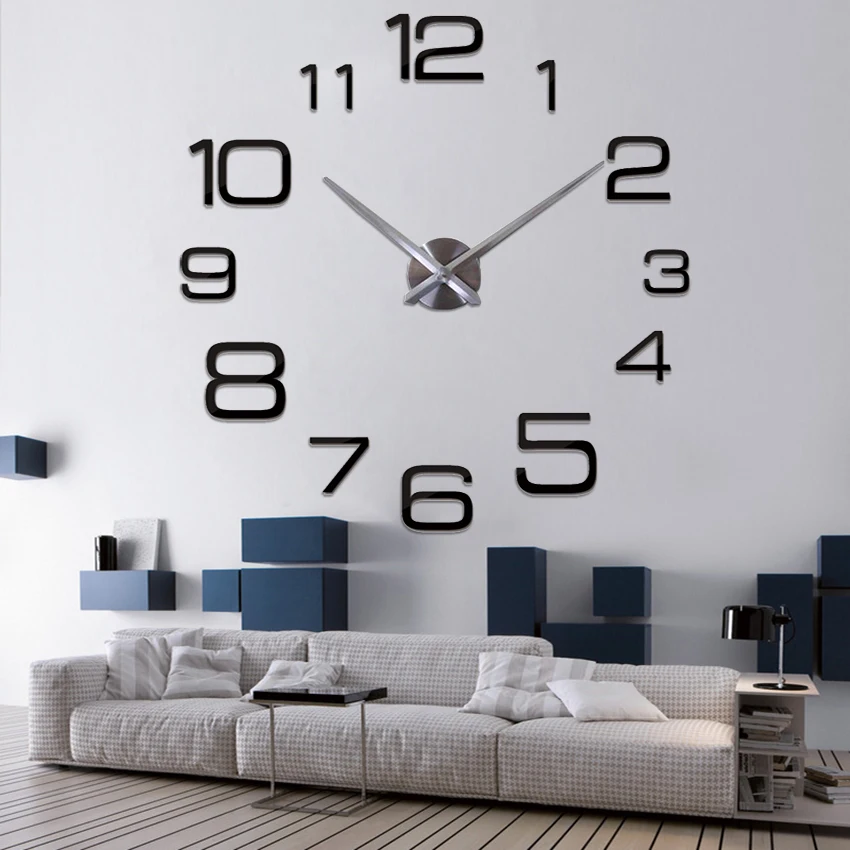 

Digital Wall Clock DIY Mirror Stickers Home Decoration Quartz Needle Modern Decoration Self Adhesive Large Wall Clocks Free Ship