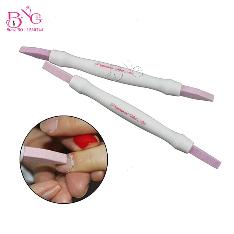 

2pcs 2 Ways Scrub Stone Nail Files Buffer Manicure Stick Grinding Rod Cuticle Remover Nail Art Manicure Ceramic Trimmer Buffing