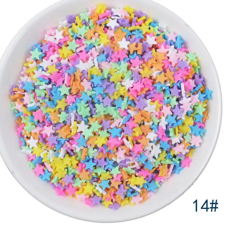 50g/lot Cute Hot Selling Clay Sprinkles, Colorful Heart Five Star Bow Candy Sprinkles for Crafts Making Slimediy - Цвет: 14