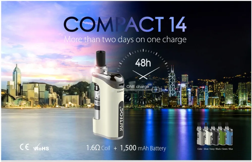 Original JustFog Compact 14 Kit Compact14 Electronic Cigarette Box MOD 1500mah Battery Vape with 1.8ml Q14 Clearomizer Tank 01 (4)