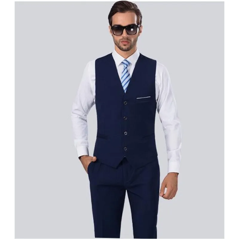 Chaleco Hombre Real New Hot Sale Navy Mens Vests Groomsmens Vest Wedding Prom Party Waistcoat ...