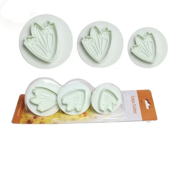 

3pcs Tulip Flower Cutter Tools Cake Fondant Cookie Decorating Mold Gum Paste Cutter DIY Plunger Baking Tools D767