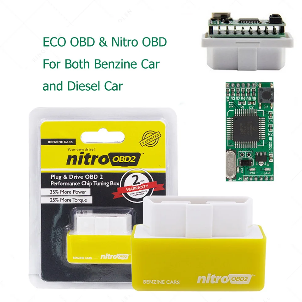 

ECO OBD2 & Nitro OBD2 Full Chip Tuning Box NitroOBD For Benzine Car And Diesel Car Eco Fuel IC Chip Real Double Layers Board OBD