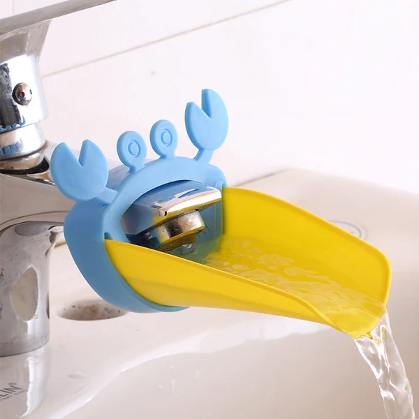 Высокое Качество Милые Ванная комната раковина кран желоб расширитель Краб для детей мытья рук - Цвет: blue yellow