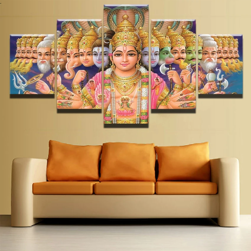 Холст Картины стены Книги по искусству принты рамки 5 шт. индийского бога Шивы фотографии для Гостиная или Спальня дома декоративные ничья