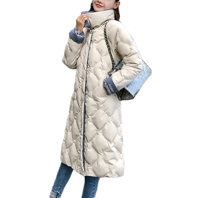 Зимняя куртка, женские куртки, пальто, парка, Модное Длинное хлопковое пальто с воротником, женские теплые пуховики, хлопковые куртки, пальто A986
