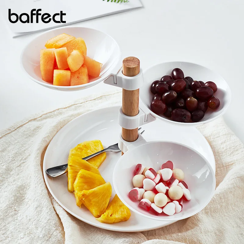 

Baffect Fruit Rack Detachable 4 Layer Food Storage Plates for Snack Melon Seeds French Fries Popcorn Sugar Dessert Cake Stand
