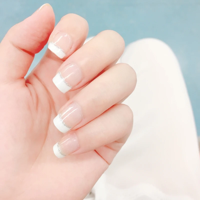 20Pcs/Set Pure white Nail sticker Full waterproof Non toxic French Nail