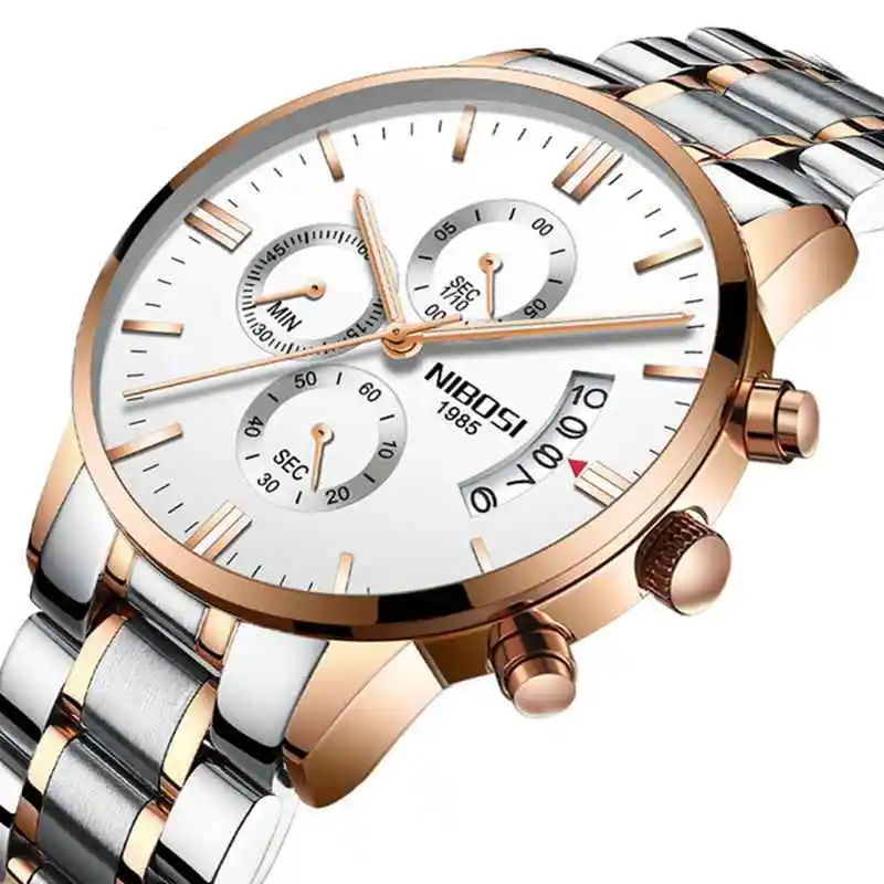 

NIBOSI Men Fashion Watches Top Brand Luxury Business Quartz Analog Watch Men Steel Waterproof Wristwatch Men Gifts