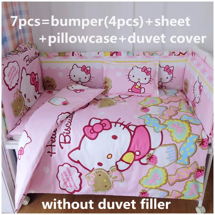 

Promotion! 6/7PCS Cartoon baby cotton crib bedding set quilt cover bumper bedsheet ,120*60/120*70cm