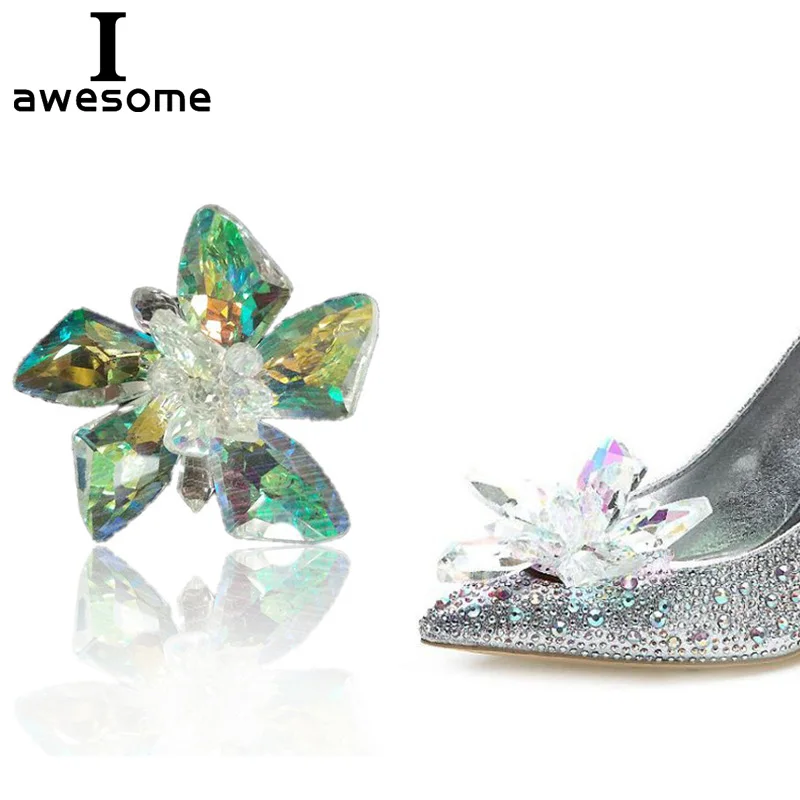 

1pcs Crystal design Flower Bridal Wedding Party Shoes Accessories For High Heels Shoes DIY Manual Rhinestone Shoe's Decorations