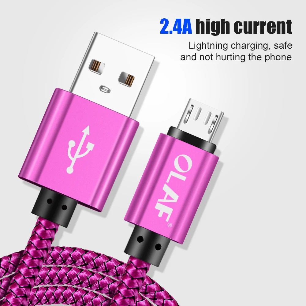 Олаф микро USB кабель 2.4A Быстрая зарядка 1 м 2 м 3 м USB зарядное устройство кабель для передачи данных для samsung Xiaomi Microusb Android кабели для мобильных телефонов