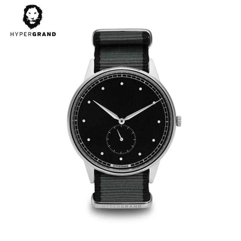 

HYPER GRAND New Quartz Watch Top Brand Luxury Men'S Waterproof Sports Watch Nylon Round Concise Casual Clock Watches NWSGSBGREY