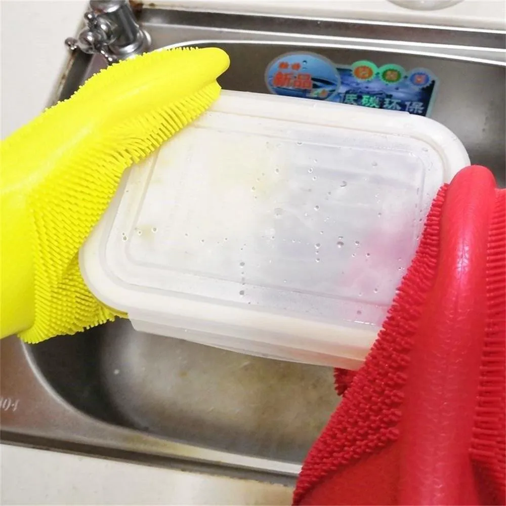 

Magic Reusable Silicone Gloves Cleaning Brush Scrubber Gloves Heat Resistant Guantes Para Lavar Trastes Washing Gloves