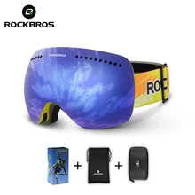 ROCKBROS лыжные очки, двухслойные ветрозащитные очки для катания на лыжах, противотуманные очки UV400, очки для сноубординга для мужчин и женщин, большие маски для снега