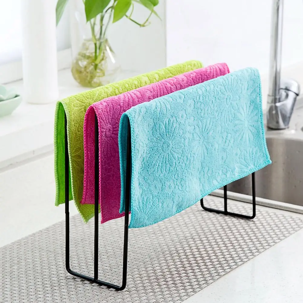 

Vertical Hanger Iron Art Goods Rack Cloth Hanging Rack Kitchen Supplies Household Countertop Washing Dish Cloth Storage Rack