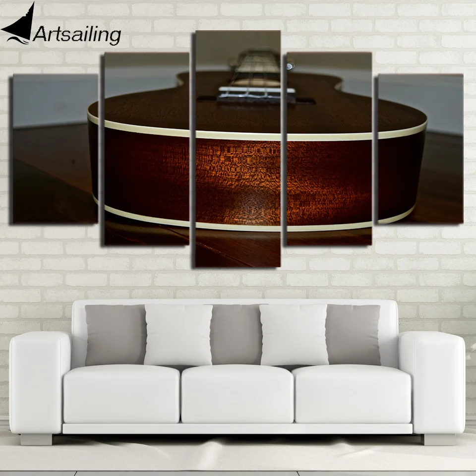 HD Printed 5 Piece Canvas Art Vintage Guitar Painting Framed Modular Wall Pictures for Living Room Decor Free Shipping CU-2291C | Дом и сад