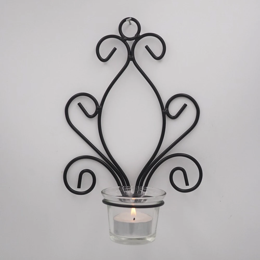 Iron Vertical Wall Hanging Candle Holder Sconce Accents Holds One Pillar Candle Each (Set of Two)Black with Antique Finish Iron Vertical Wall Hanging Candle Holder Sconce Accents Holds One Pillar Candle Each (Set of Two)Black with Antique Finish