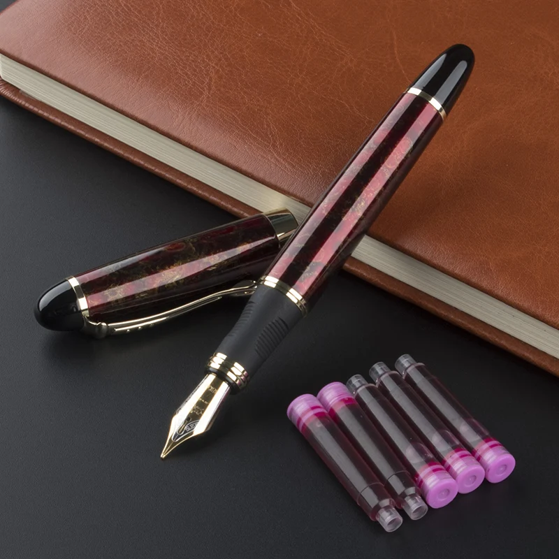 JINHAO X450 классический цвет красного вина M перьевая ручка офисные школьные канцелярские принадлежности Ручки для письма чернила подходят подарок на день рождения и 5 шт чернил