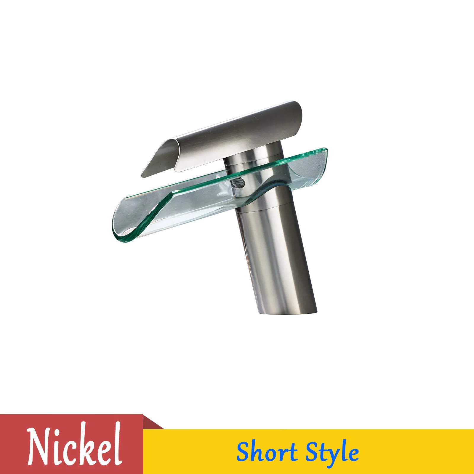 POIQIHY хромированный стеклянный смеситель для ванной комнаты Водопад на бортике смеситель для горячей и холодной воды Латунь современные краны для раковины - Цвет: Brushed nickel