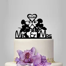 Настоящие Персонализированные Акриловые Микки Минни свадебный торт Топпер/Свадебный стенд/Свадебные украшения/Пользовательский Топпер