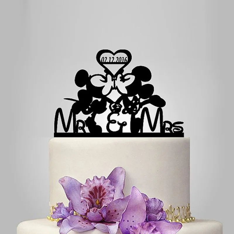 

2017 Real Rushed Personalized Acrylic Micky Minnie Wedding Cake Topper/wedding Stand/wedding Decoration /Custom Topper