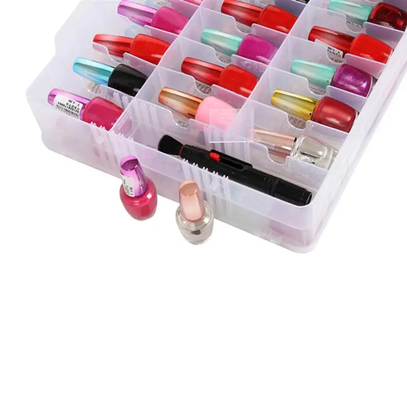 OUNONA портативная коробка для хранения лака для ногтей прозрачный двусторонний органайзер для лака для ногтей Косметический Чехол для хранения 48 бутылок