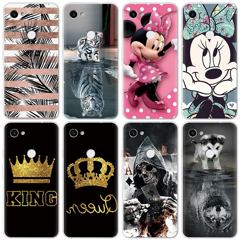 

King Queen Animal Cat Case For Google Pixel 3a Coque TPU Soft Cover Case For Google Pixel 3a XL Back Bags Luxury Pattern Cartoon