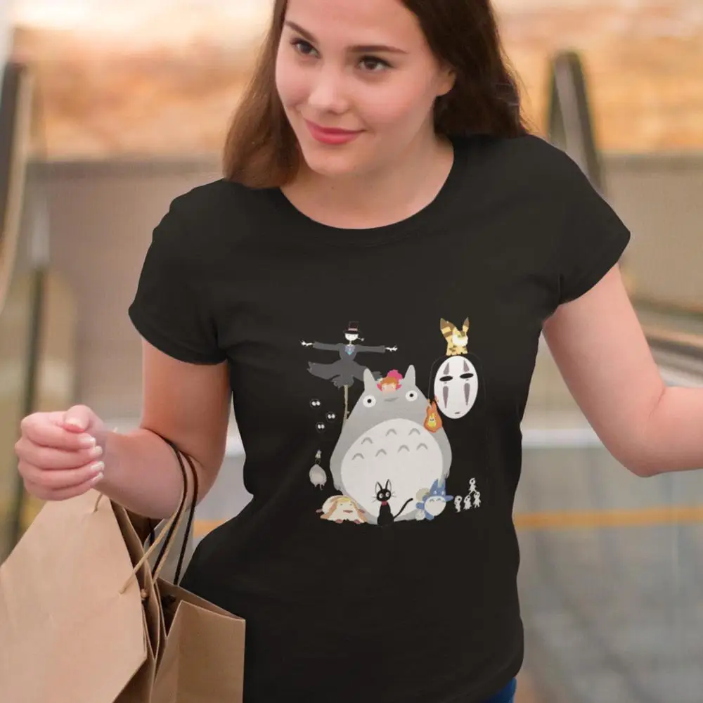 

Mononoke T-Shirt Studio Ghibli Gang T Shirt Printed 100 Cotton Women tshirt Oversize New Fashion O Neck Silver Ladies Tee Shirt