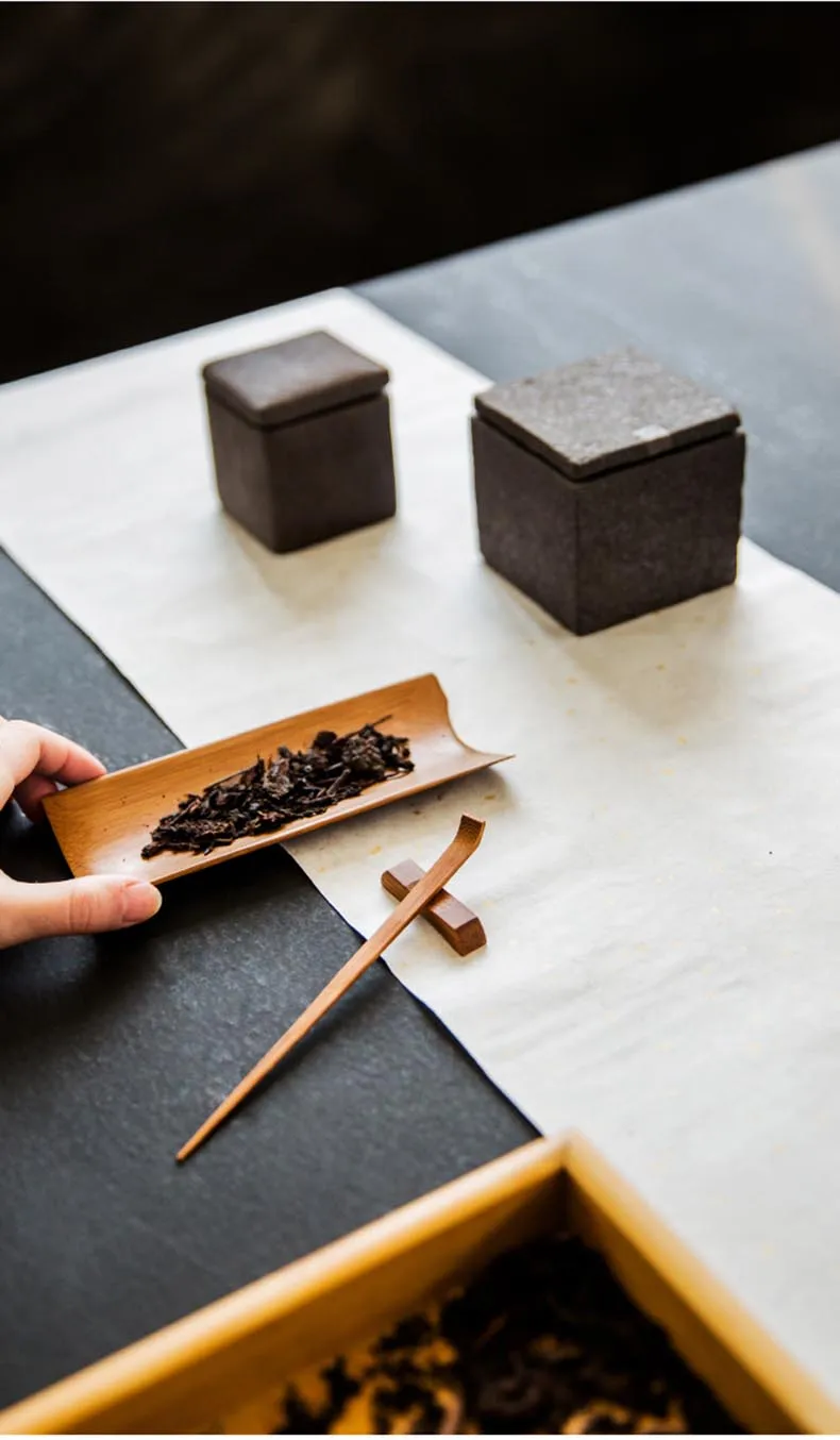 Японский черный дзен грубая керамика квадратная чайная коробка керамика герметичная банка для хранения чай Caddy чай церемония Аксессуары Ретро домашний декор