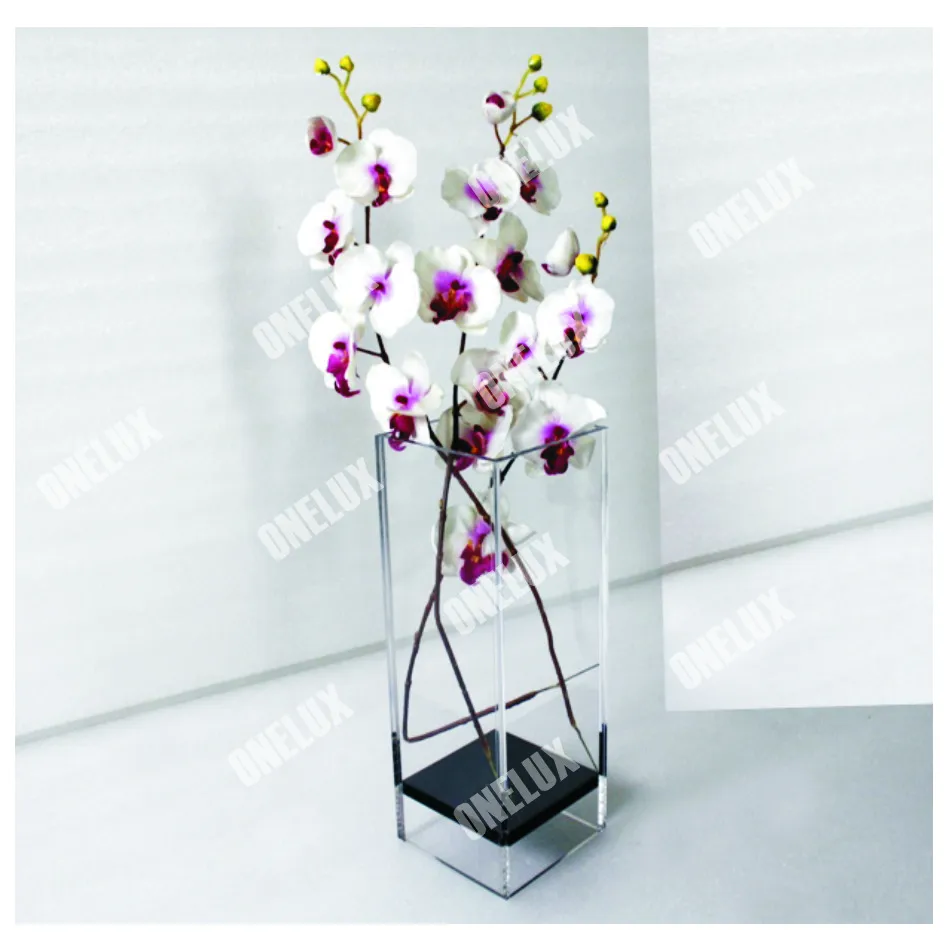 Perfect Clear Large Acrylic Square Vase Floral Arranging Holder In