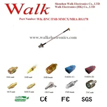 BNC адаптер антенного кабеля: BNC c прямым разъемом MMCX Мужской правый угол с RG178 кабель