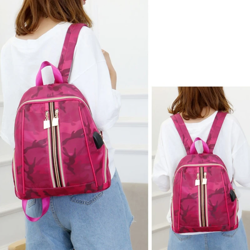

Waterproof 992 Nylon Women Headphone Backpacks USB Charge Shoulder Bags Daypacks Nylon backpack backpack