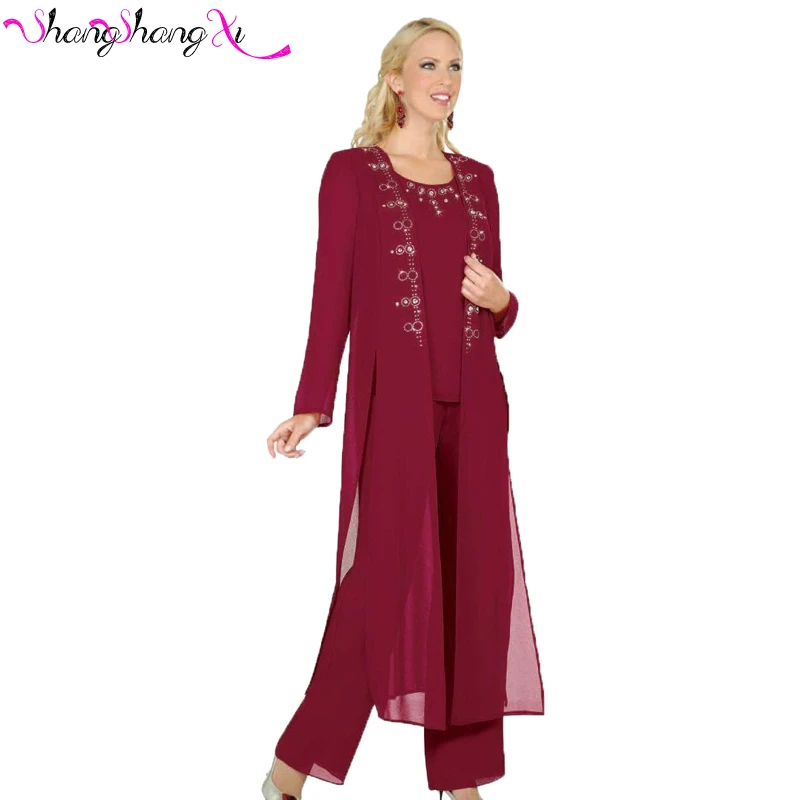 burgundy plus size pant suit
