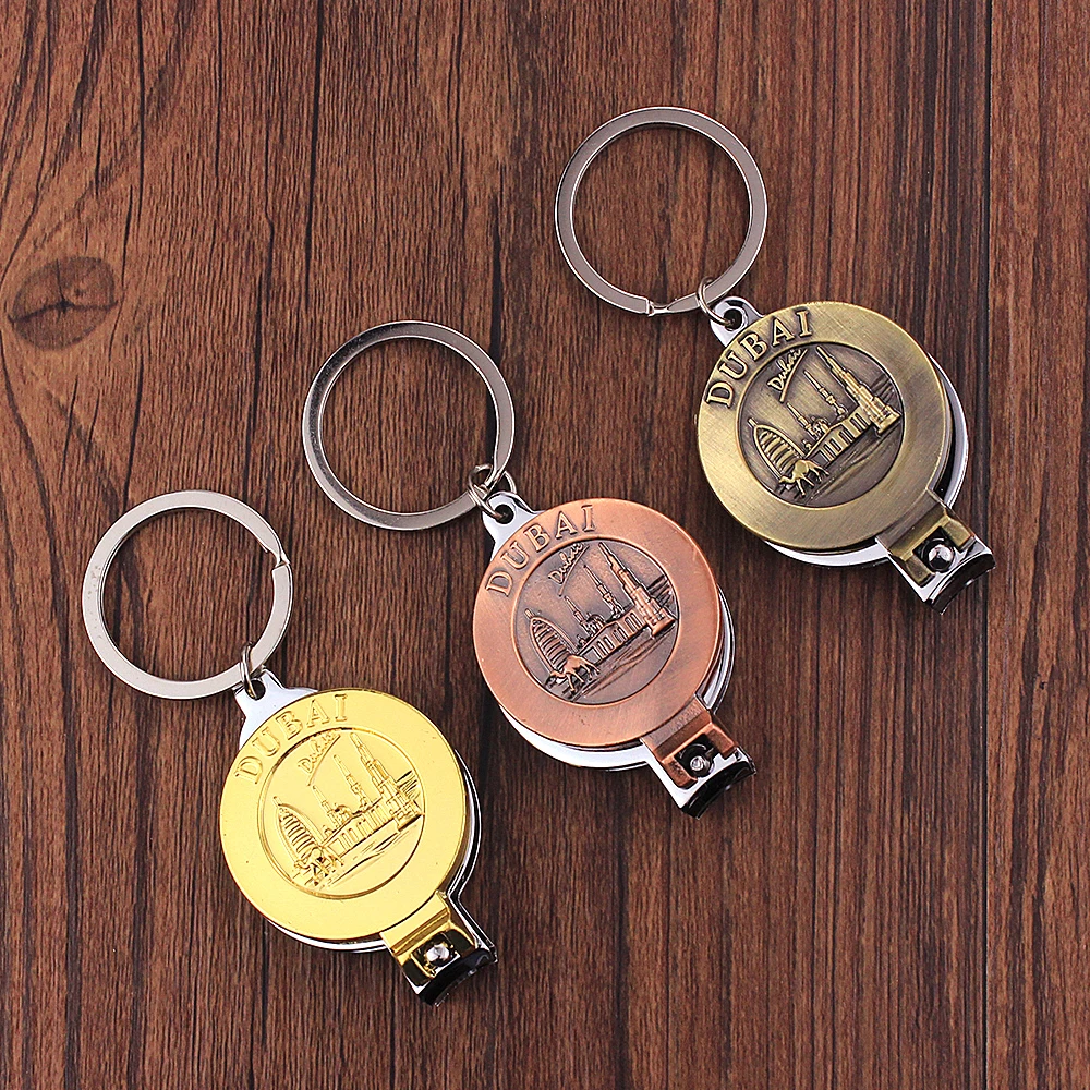 

Vicney New Arrival Dubai Vintage Style Nail Clipper Key Chains For Men Dubai Souvenir Antique Copper Retro Keychain Key Holder