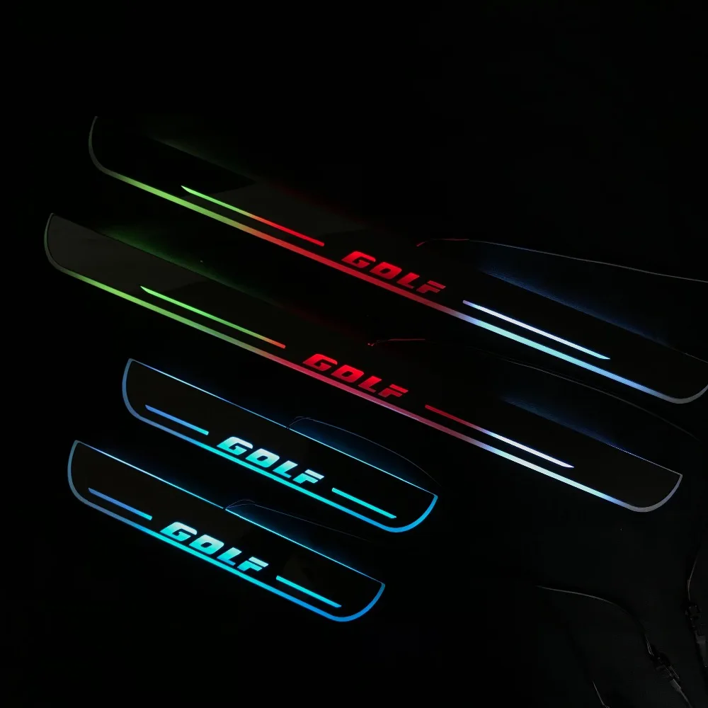 RQXR led движущиеся двери потертости для Volkswagen golf 4 5 6 7 динамический порог пластина плоский накладной поток/натюрморт свет, 4 шт