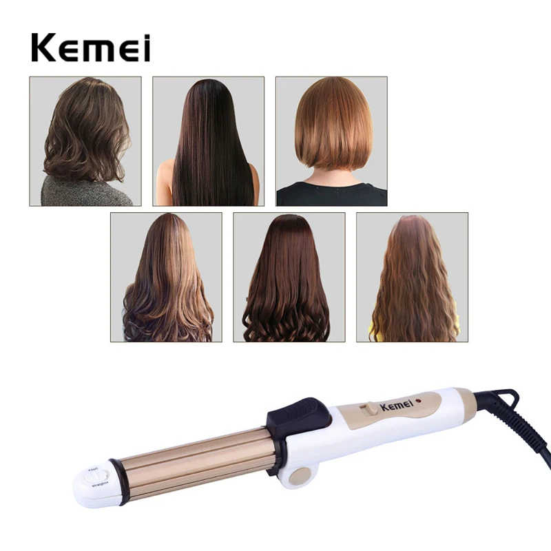 Kemei складной дорожный утюжок для завивки волос керамический 3 в 1 Профессиональный утюжок для завивки волос выпрямляющий утюжок кукурузная пластина Инструменты для укладки волос