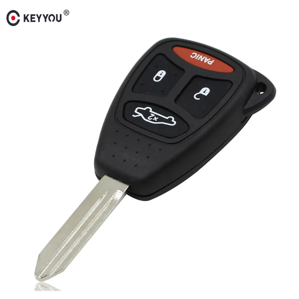 KEYYOU 4 Button Remote Key Fob Case Shell With Keychain For Chrysler