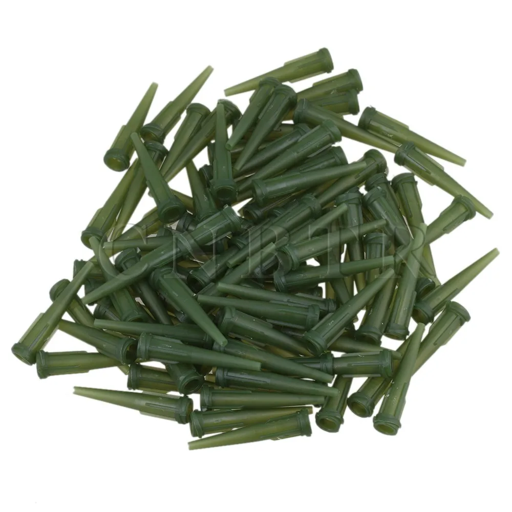 

CNBTR 100pcs TT Blunt Glue Liquid Industrial Dispenser Needle Blunt Tapered Tips Olive Green 14Ga