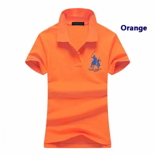 Горячая Распродажа летняя новая женская с короткими рукавами поло рубашки бренд лошадь женские хлопковые повседневные лацканы поло модные тонкие женские топы - Цвет: Orange