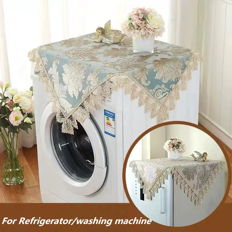 

European style Blue/Champagne Lace Embroidered Jacquard Refrigerator/Washing machine Dust-proof Cover Home Decorative tablecloth