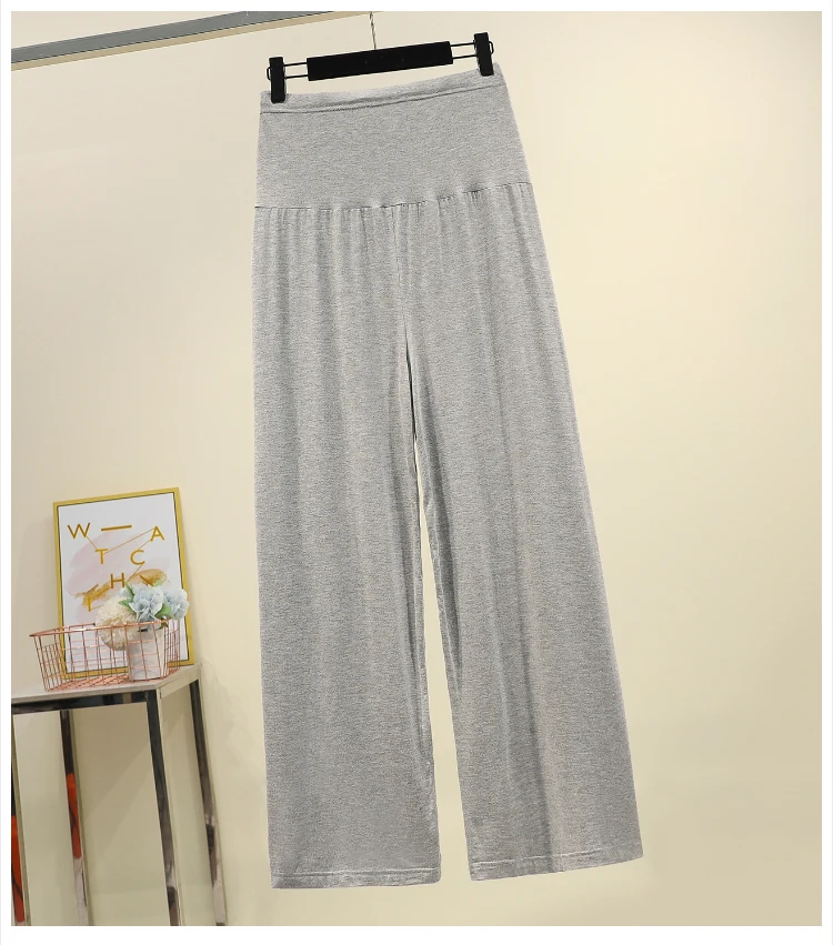 Summer New Modal Maternity Pants Clothes for Pregnant Women Solid Color Wide Leg Trousers Plus Size Comfortable Pregnancy Pants